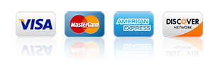 We accept Visa, Mastercard, AMEX and Discover. Credit cards accepted.